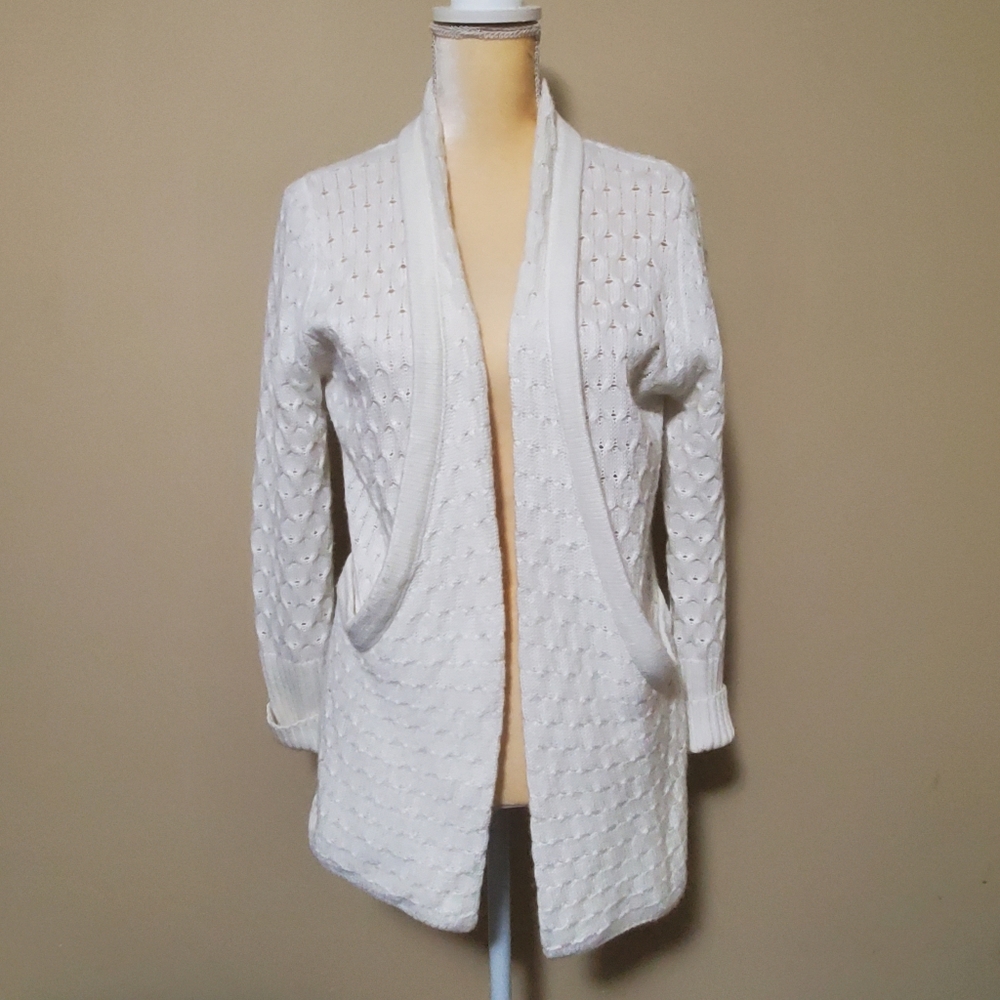 Brixon Ivy White Knit Cardigan Size Small